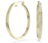 Swarovski Pendientes de aro Sommerset, Blancos, Baño tono oro
