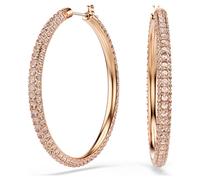 Pendientes de aro Stone, Pavé, Grandes, Blancos, Baño tono oro rosa OS
