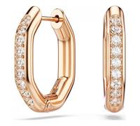 Swarovski Pendientes de aro Dextera 5743798, octagonales pequeños, blancos, baño oro rosa