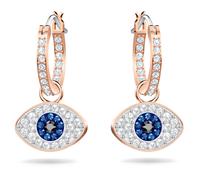 Pendientes de aro Symbolica, Ojo turco, Azules, Acabado en oro rosa de 18 quilates OS