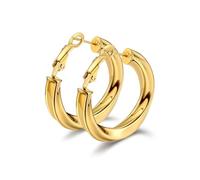 Pendientes de Aro Tubo Cuadrado Trenzado, Pendientes de Mujer Aro Color Dorado, Pendientes Aro Mujer Diámetro 30mm, Siemple Pendientes Aro Mujers Grandes de Moda, Aros Acero Inoxidable