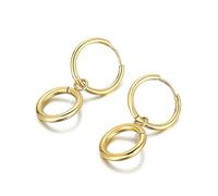 Pendientes de aro únicos, aretes de acero inoxidable con doble círculo occidental, adecuados para bodas, aniversarios y vacaciones, Acero inoxidable, No es una piedra preciosa