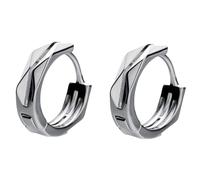 Pendientes de aro unisex con corte de diamante geométrico, color plateado, negro, 10 mm y 12 mm