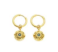 Pendientes de astrolabio con incrustaciones de diamantes y baño de oro para mujer, accesorios de moda, joyería creativa ideal como regalo