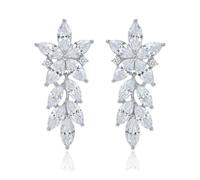 Pendientes de boda marquesa para novia, aretes colgantes de circonita cúbica para damas de honor y mujeres, One Size, Latón Metal, Circonita cúbica