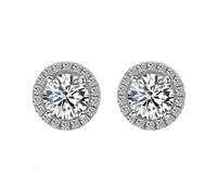 Pendientes de Boda para Mujer de Oro Blanco de 9K/14K/18K/plata de Ley 925, Pendientes Redondos Simples de moissanita y circonita cúbica de 0,5 Quilates