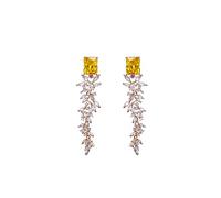 Pendientes de boda para novias damas de honor, pendientes largos de circonita cúbica de cristal Beusoulover., aretes colgantes de boda para bailes, concursos, eventos formales., Latón, circonita