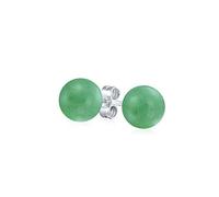 Pendientes De Bola Redonda De Piedra Preciosa Teñida Verde Aventurina Simple Para Mujeres. Plata Esterlina .925 De 6MM