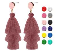 Pendientes de borla coloridos para mujer, aretes de Navidad en capas, bohemios escalonados, aretes colgantes de gota para Halloween, San Valentín, para niñas, adolescentes, madres, cumpleaños, Acción