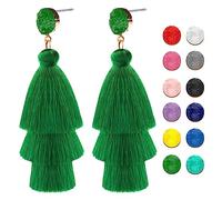 Pendientes de borla coloridos para mujer, aretes de Navidad en capas, bohemios escalonados, aretes colgantes de gota para Halloween, San Valentín, para niñas, adolescentes, madres, cumpleaños, Acción