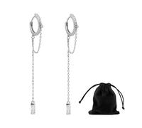 Pendientes de Borla Con Bolsa de Almacenamiento - Colgantes de Plata, Largos y Apilables Para Mujer - Perfectos Para Bodas