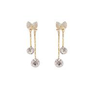 Pendientes de borla con lazo de circonita de dos piezas, pendientes de temperamento que combinan con todo, pendientes de aguja de plata S925
