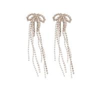 Pendientes de borla de arco espumoso para mujeres, pendientes de arco de tono plateado, joyería de declaración elegante para bodas y fiestas
