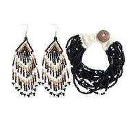 Pendientes De Borla De Cuentas De Arroz De Colores De 1 Pieza, Pulsera De Cuentas De Arroz De 1 Pieza, Pendientes De Perlas De Mujer, Pendientes De Mujer Africana, Pendientes De Estilo Bohemio