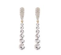Pendientes de borla de diamantes de imitación largos con forma de aguja de plata para mujer, talla única, Metal