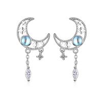 Pendientes de borla de la luna coloridos, ahuecados son pendientes frescos, dulces, simples y de nicho