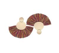 Pendientes de borla en forma de abanico para mujer, aretes de gota bohemios para boda, fiesta, coloridos, atractivos y a la moda
