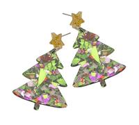 Pendientes de borlas acrílicas con colgante de árbol de Navidad y animales que añaden encanto a los atuendos para celebraciones de vacaciones, talla única, como se describe, como se describe
