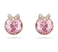 Pendientes de botón Bella V, Talla redonda, Pavé, Rosas, Acabado en oro rosa de 18 quilates OS