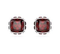 Pendientes de botón Birthstone, Talla cuadrada, Enero, Rojos, Baño de rodio OS