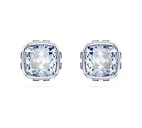 Swarovski Pendientes de botón Birthstone, Talla cuadrada, Marzo, Azules, Baño de rodio