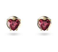 Swarovski Pendientes de botón Stilla, Corazón, Rojos, Baño tono oro