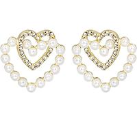 Pendientes de botón con perlas artificiales en forma de corazón Accesorios de joyería de temperamento para fiestas de mujerDeft ha sido elaborado