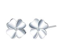 Pendientes de Botón de Trébol Plata de Ley 925 para Mujer-Pendientes de Trébol de Cuatro Hojas con Pequeño Circonita para Día de San Patricio,Aretes de Trébol Hipoalergénicos Amuleto Joyería para Ella