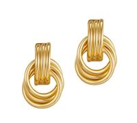 Pendientes de Botón Dorados para Mujer | 2 Piezas Colgantes Gruesos,Pendientes Modernos Chapados en Oro para Mujer - para Boda Cumpleaños Playa Vacaciones Festival Verbena