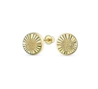Simple Clásico Pequeño Real De Oro Amarillo De 10K Redondo Botón De Media Cúpula Estrella De Pecho Pendientes De Tachuela De 5MM Para Mujeres Adolescentes