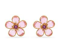 Swarovski Pendientes de botón Florere, Flor, Rosas, Baño tono oro