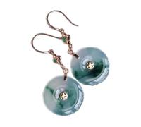 Pendientes de botón for mujer, plata S925 con jade natural, pendientes hebilla verde flotante for yoga