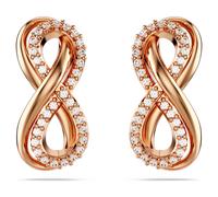 Pendientes de botón Hyperbola, Símbolo del infinito, Blancos, Acabado en oro rosa de 18 quilates OS
