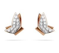 Pendientes de botón Idyllia Lilia, Mariposa, Blancos, Acabado en oro rosa de 18 quilates OS