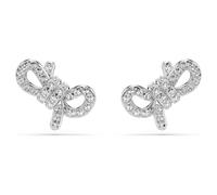 Swarovski Pendientes de botón Lifelong, Pavé, Lazo, Blancos, Baño de rodio