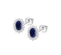 Pendientes de botón Lotus Silver Margarita con óxido Azul