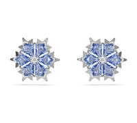 Swarovski Pendientes de Botón Magic, Inspirados y con Forma de Copo de Nieve, en un Diseño Lleno de Brillo de Swarovski Zirconias en Azul Grisáceo, Baño en Tono Rodio, Azul