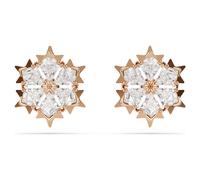 Pendientes de botón Magic, Copo de nieve, Blancos, Acabado en oro rosa de 18 quilates OS