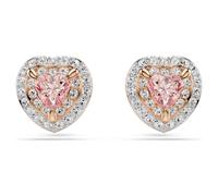 Pendientes de botón One, Talla de corazón, Pavé, Corazón, Rosas, Acabado en oro rosa de 18 quilates OS
