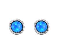 Pendientes de botón para mujer Pendientes minimalistas redondos con circonita Pendientes hipoalergénicos y ligeros para orejas sensibles Joyas de plata de ley S925 para el día a día Azul