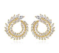 Pendientes de botón, pendientes for mujer, con corona dorada y detalles hojas: joyas únicas for ella(18k)