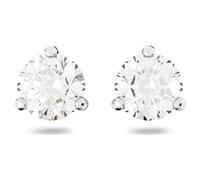 Pendientes de botón Stilla, Talla redonda, Blancos, Baño de rodio OS