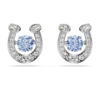 Pendientes de botón Symbolica, Talla redonda, Pavé, Herradura, Azules, Baño de rodio OS