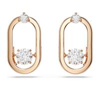 Pendientes de botón Una, Talla redonda, Forma ovalada, Blancos, Baño tono oro rosa OS