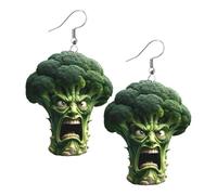 Pendientes de brócoli acrílico - Joyería colgante vegetal abstracta, Accesorios para orejas colgantes de dibujos animados 2D, inspirados en Crucíferas, Orejeras llamativas de resina | Amuletos