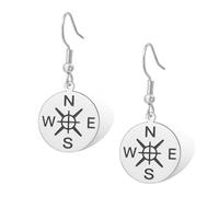 Pendientes de brújula para mujer, acero inoxidable, náuticos, viajes, graduación, amistad, talismán, joyería, talla única, Acero inoxidable, Sin piedra preciosa