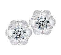 Pendientes de cadena 0,6 2 brillantes con forma de corazón creados en laboratorio D Color VVS1 Clarity Plated Silver Friction Back For Women Pendientes no perforados, talla única, Cobre, Sin piedra