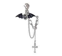 Pendientes de cadena con diseño de diablo punk, con diamantes de imitación, para Halloween, accesorios para disfraz de hip hop, joyería gótica, punk, ama, diamantes de imitación, clip para la oreja