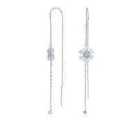 Pendientes De Cadena Larga Con Copo De Nieve De Navidad Congelada De Fiesta De Invierno Con Circonia Cúbica Clara Para Mujeres Adolescentes Plata Esterlina .925