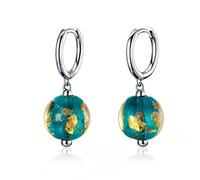 Pendientes de caída de vidrio verde para mujeres Joyas de cuello de boda